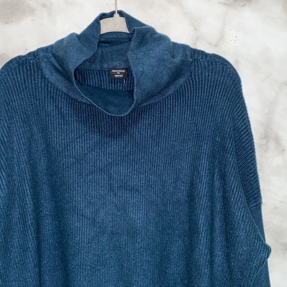 Devotion by Cyrus Cowl Neck Ribbed Tunic Sweater - Teal - Picture 3 of 9